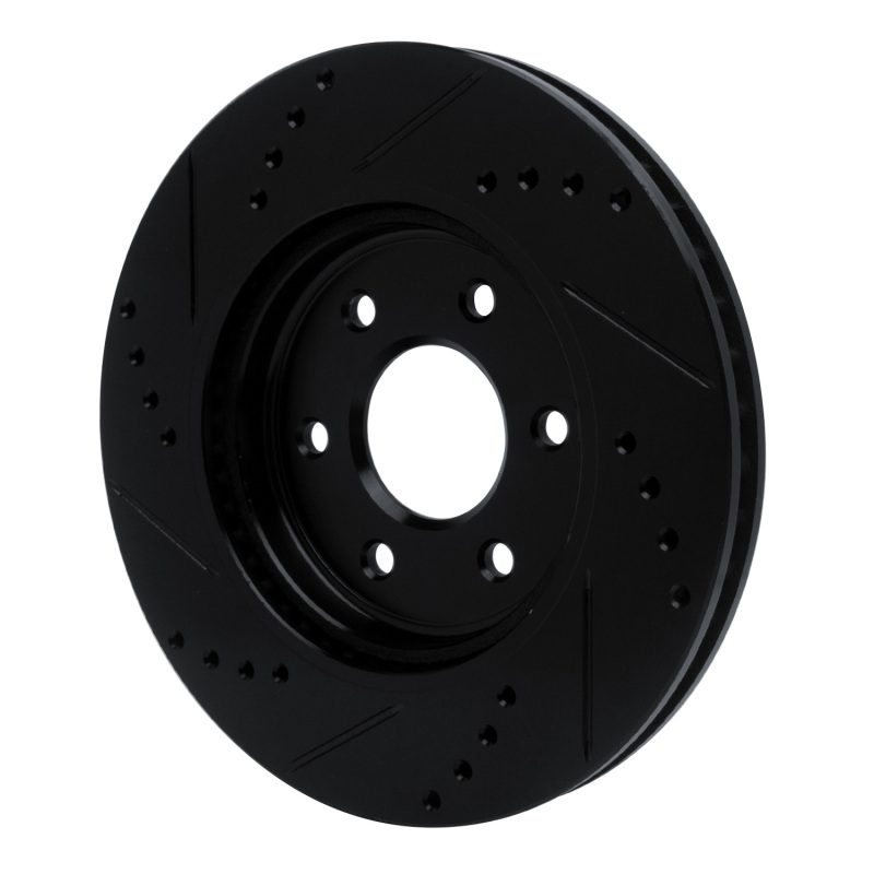 Nissan Xterra Brake Rotor (1) - Front Right - R1 Concepts - Drilled & Slotted - Black - `05-`25